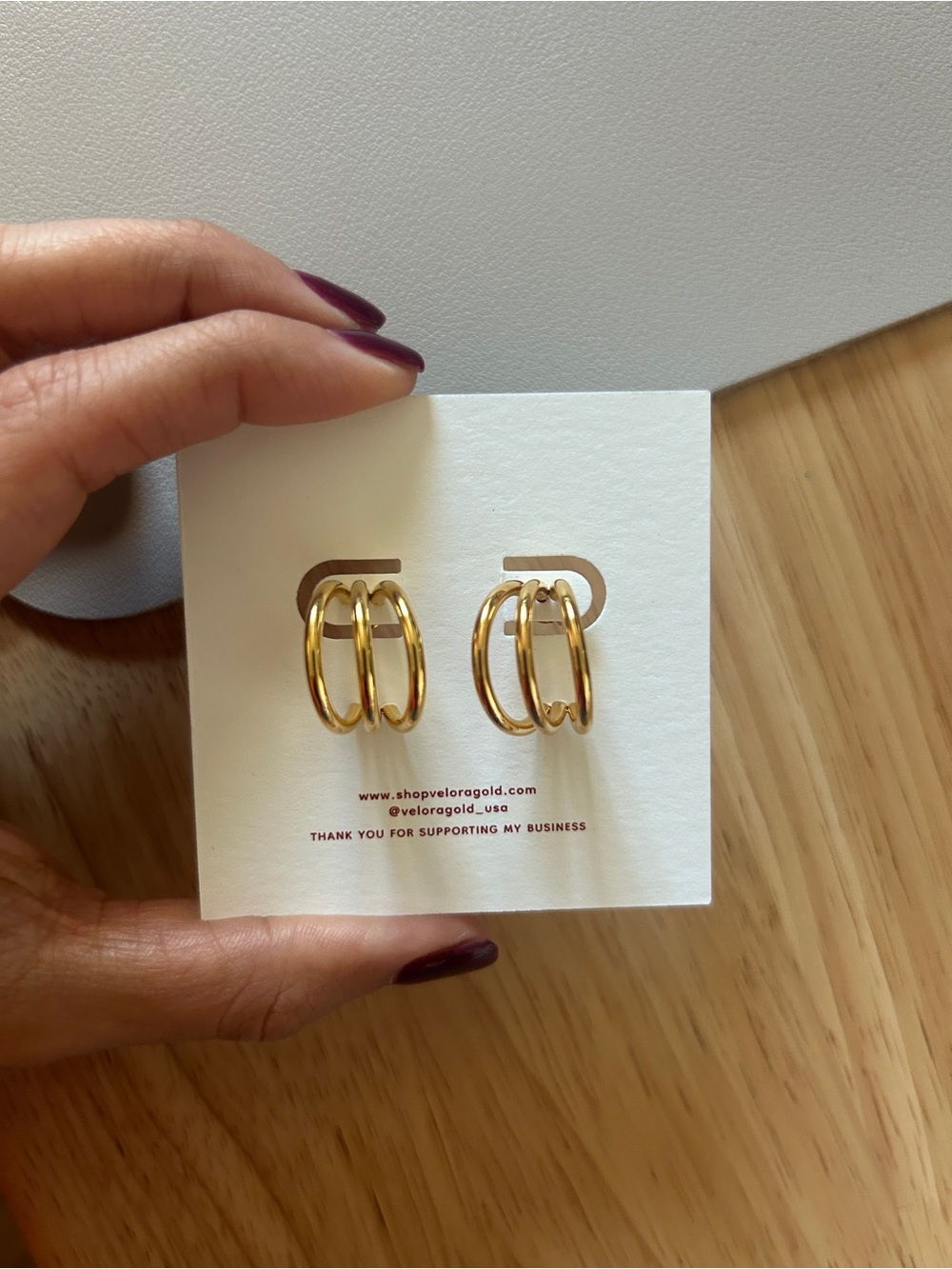 Velora Gold Triple Hoop Earrings Gold Statement Minimalist